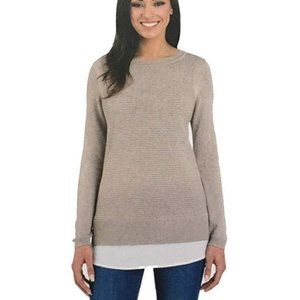 NWT Hilary Radley Womens Long Sleeve Sweater Heather Mocha Sz L $80 UU039